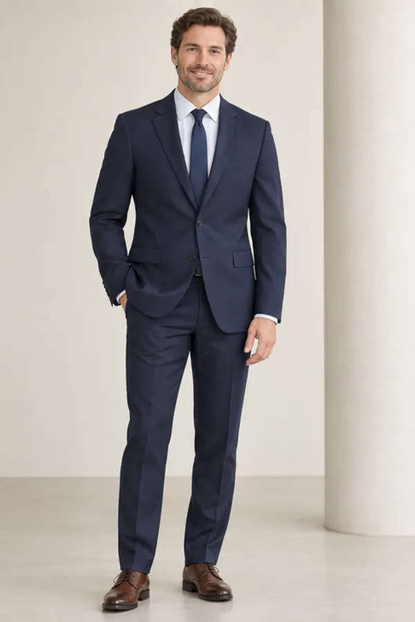 Adult model virtually trying on a business suit